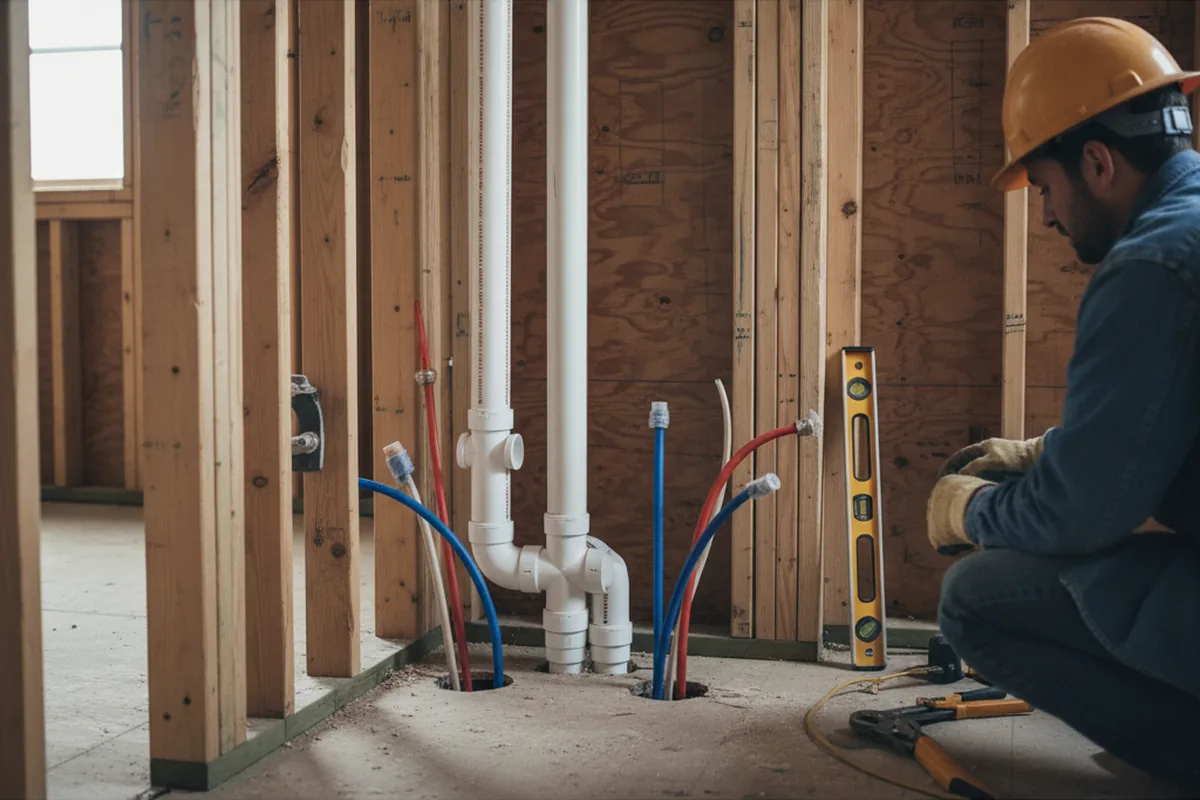Drain and supply rough-in during Sump Pump Repair in Pippa Passes